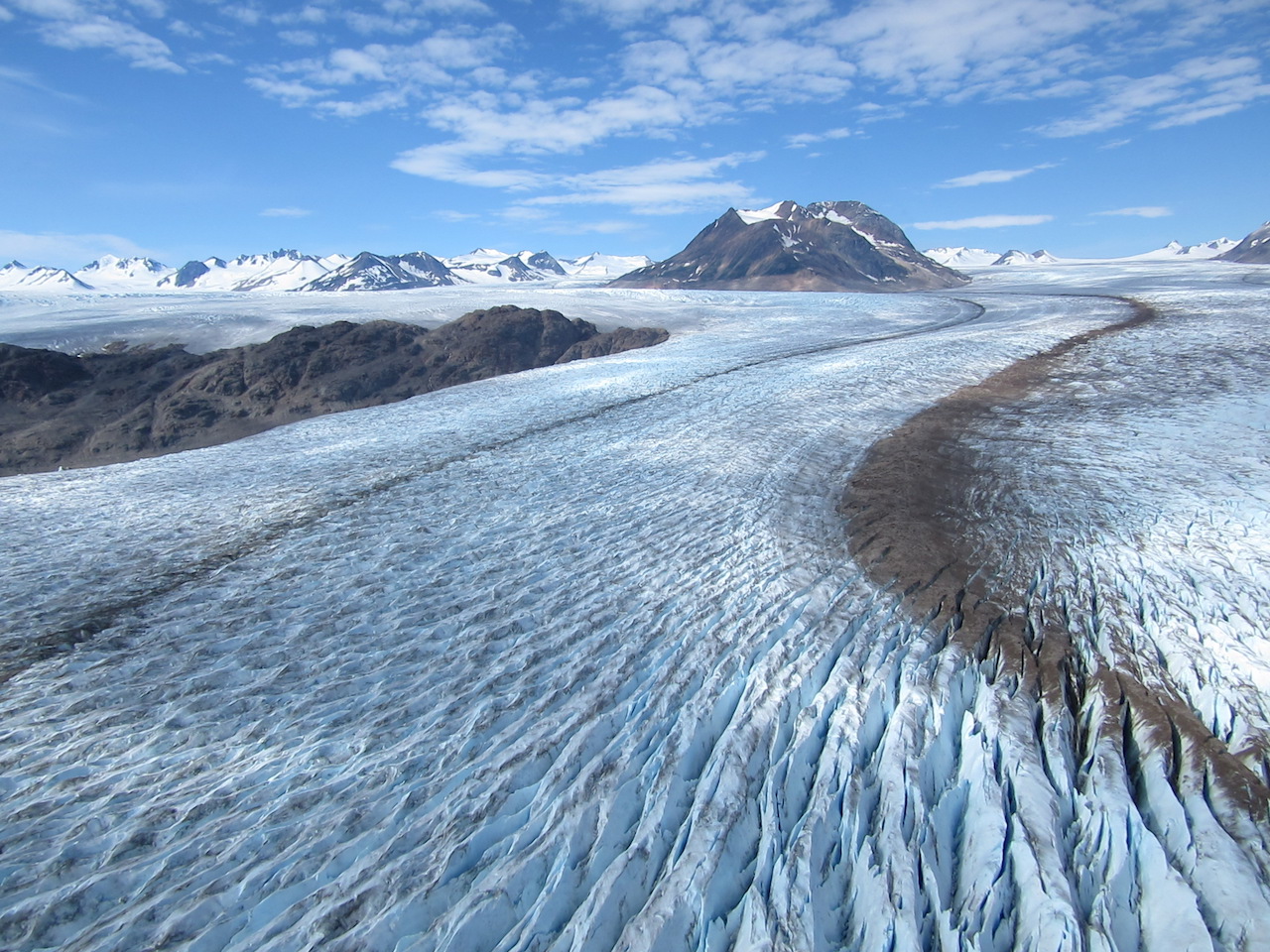 Aerial view of glacial flow.
