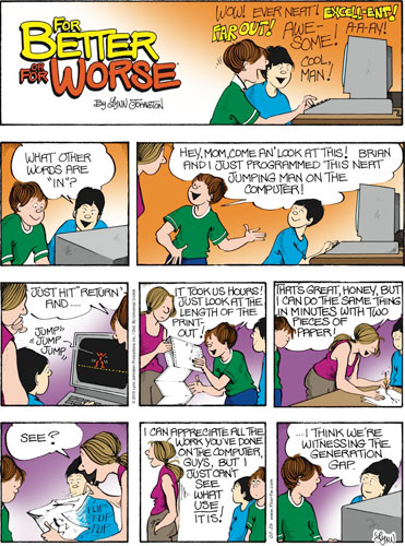 An FBorfW comic about computer animation vs. old-style flipbooks
