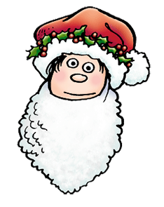 Michael in a Santa Claus hat and beard