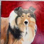 Pet portrait of Keira, the sheltie, in progress