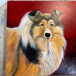 Pet portrait of Keira, the sheltie, in progress